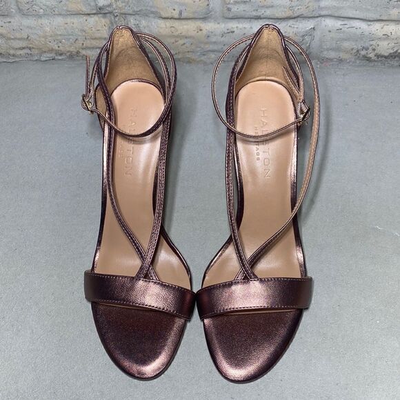 NWOB MSRP $328 Halston Heritage Evie Mink Leather Heel Sandals Women's Size 6 - Picture 2 of 6